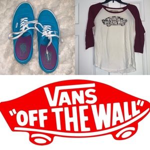Vans Women’s Sneakers Shirt Bundle Baseball 3/4 Sleeve Authentic Platform Shoes